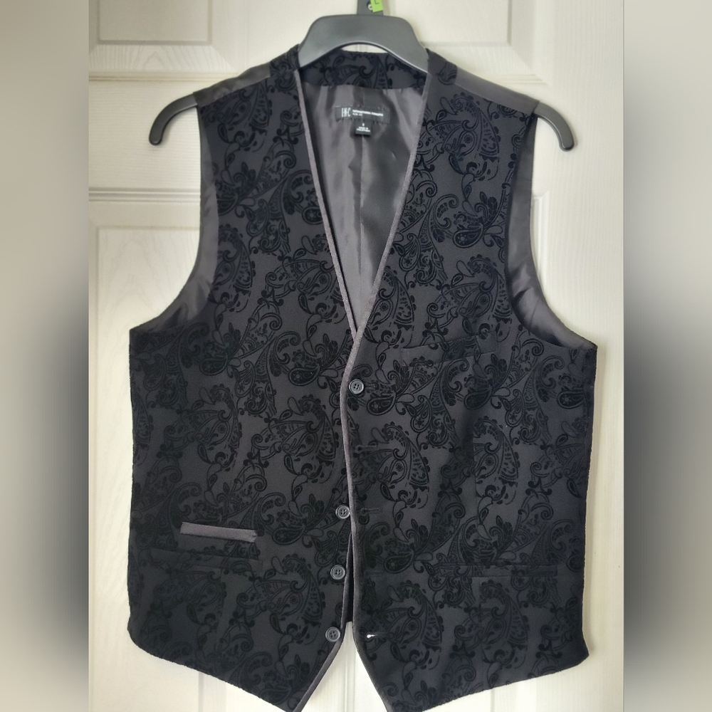 INC International Concepts Black Paisley Vest